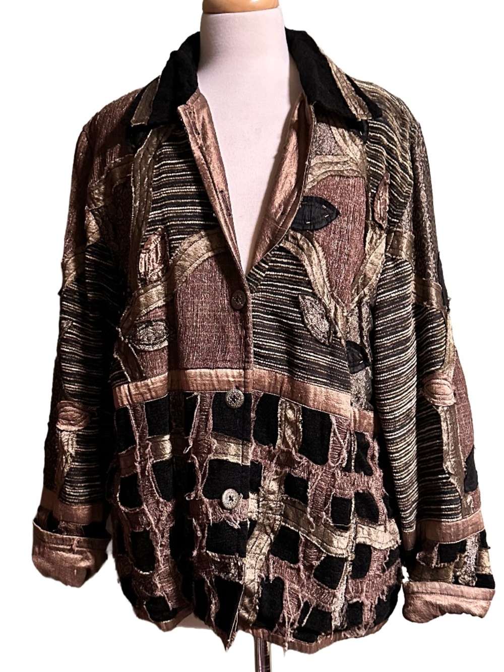 Vintage Yak Magik Nepal Silk Blend Patchwork Jacket XL